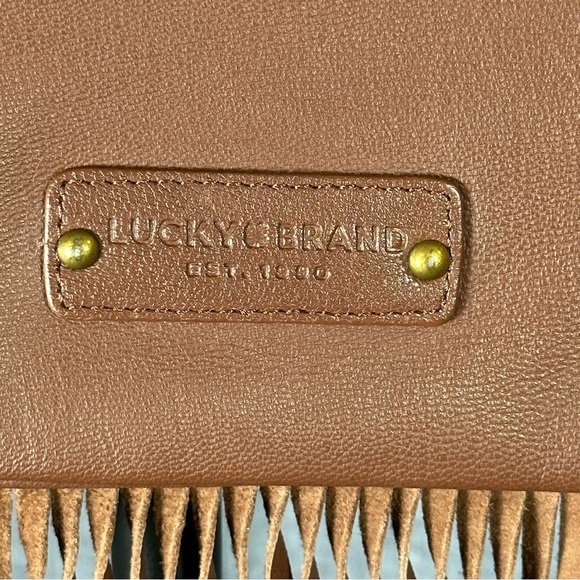 LUCKY BRAND BAILEY Western Boho Chic Brown Leather Fringe Purse Bag Clutch - Picture 4 of 13